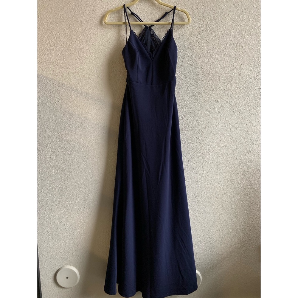 Lulu’s Navy Blue Backless Dress